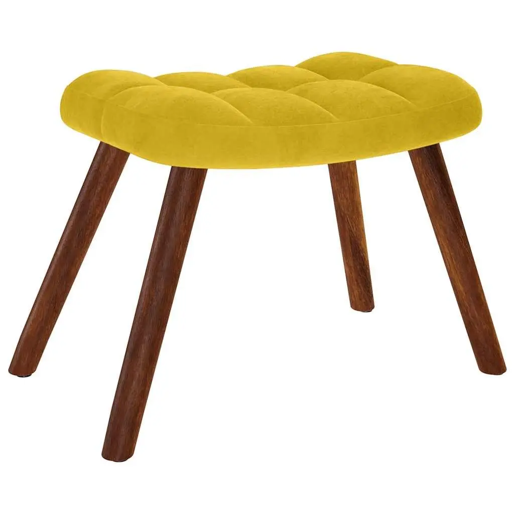 Armchair Velvet Yellow with Footstool Plywood Metal Wooden Feet