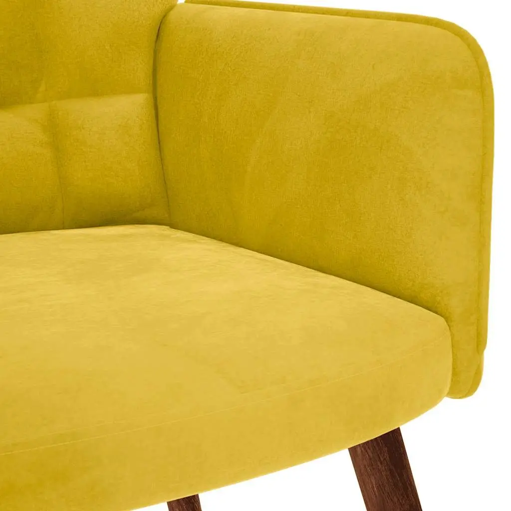 Armchair Velvet Yellow with Footstool Plywood Metal Wooden Feet