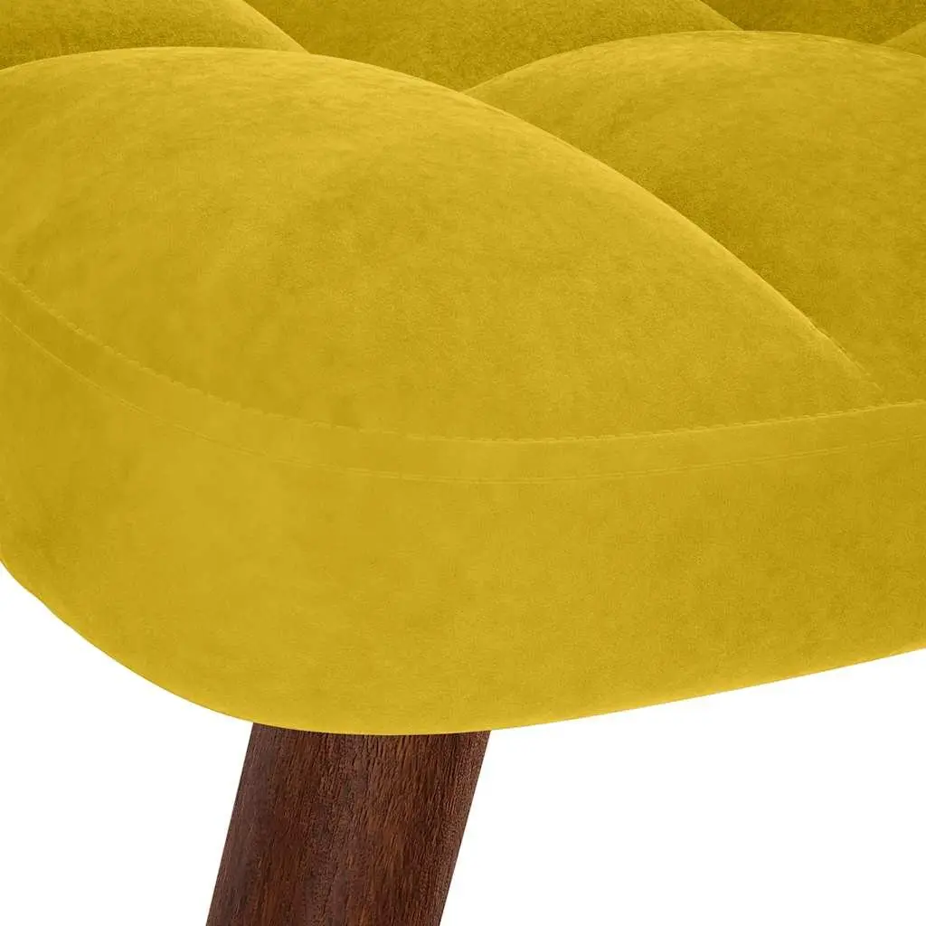 Armchair Velvet Yellow with Footstool Plywood Metal Wooden Feet