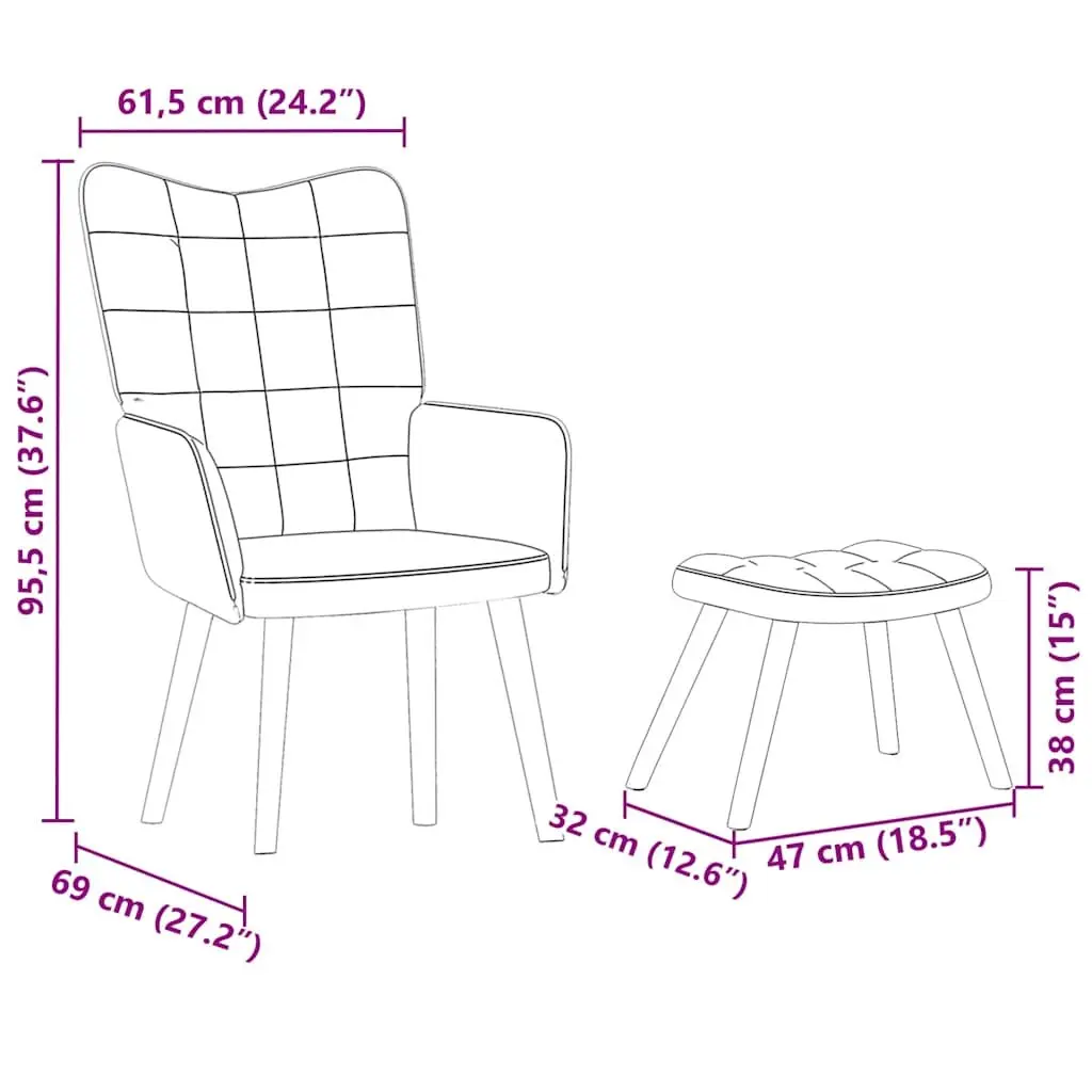 Armchair Velvet Yellow with Footstool Plywood Metal Wooden Feet