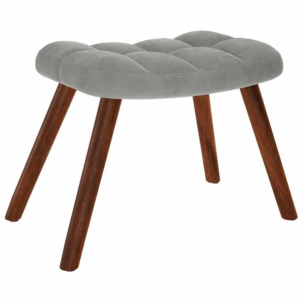 Rocking Chair Velvet Grey with Footstool Padded Armchair Lounge Seat