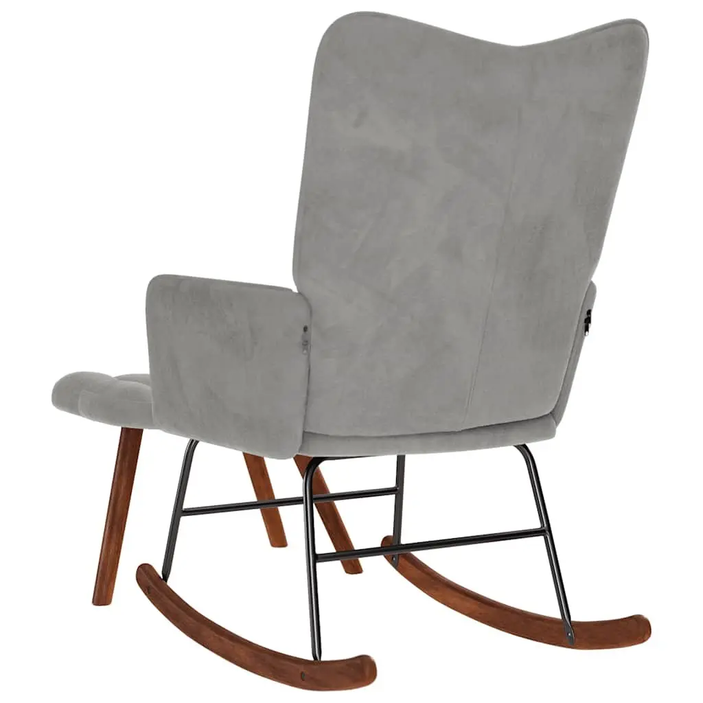 Rocking Chair Velvet Grey with Footstool Padded Armchair Lounge Seat