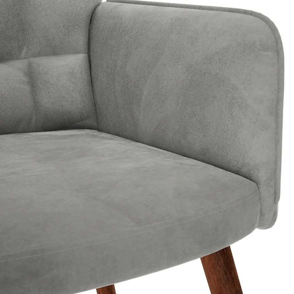 Rocking Chair Velvet Grey with Footstool Padded Armchair Lounge Seat