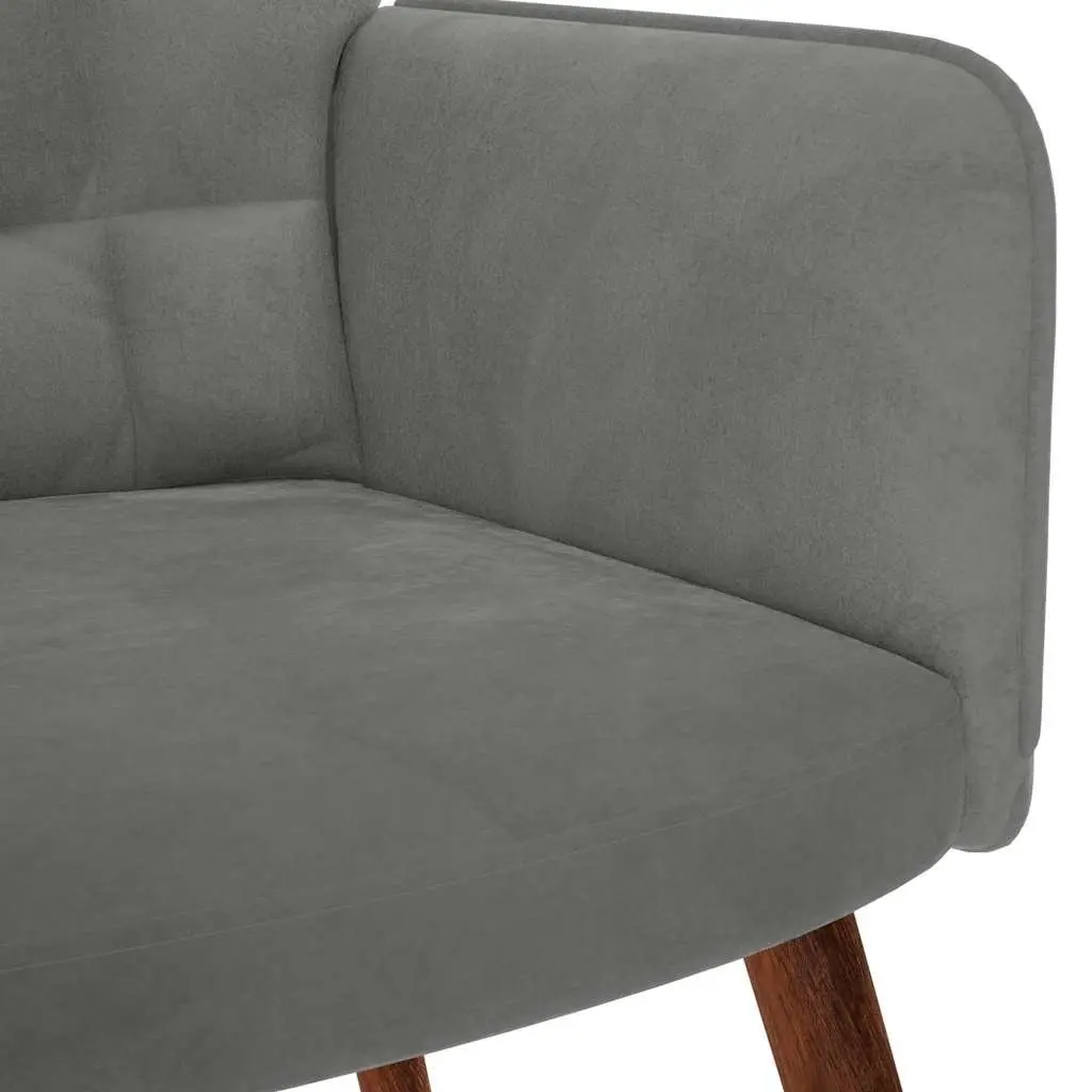 Rocking Chair Velvet Grey Padded Armchair Lounge Seat with Footstool