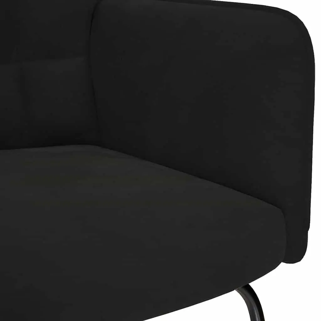 Rocking Chair Velvet Fabric Black with Stool Plywood Metal Wood
