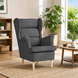 Dark Grey Upholstered Armchair for Cozy Living Spaces