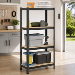 4-Layer Anthracite Storage Shelf with Steel Frame
