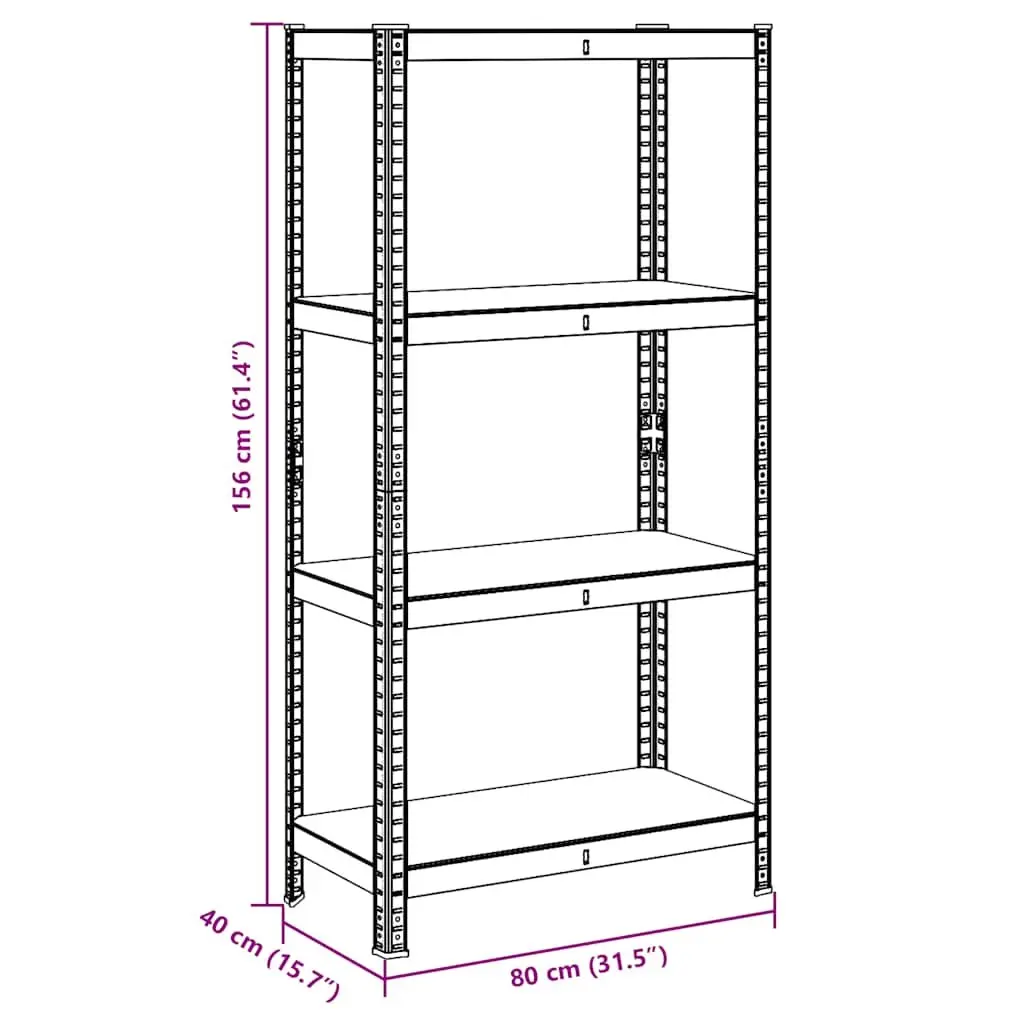 4-Layer Anthracite Storage Shelf with Steel Frame