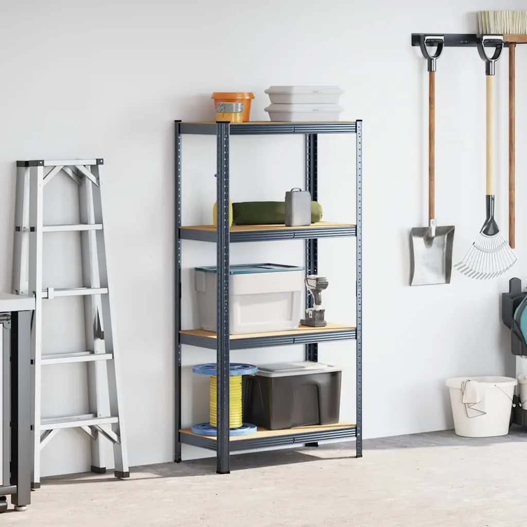 4-Layer Anthracite Storage Shelf with Steel Frame