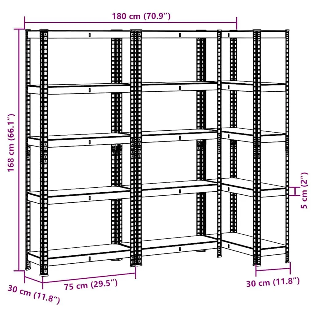 5-Layer Steel Engineered Wood Storage Shelves