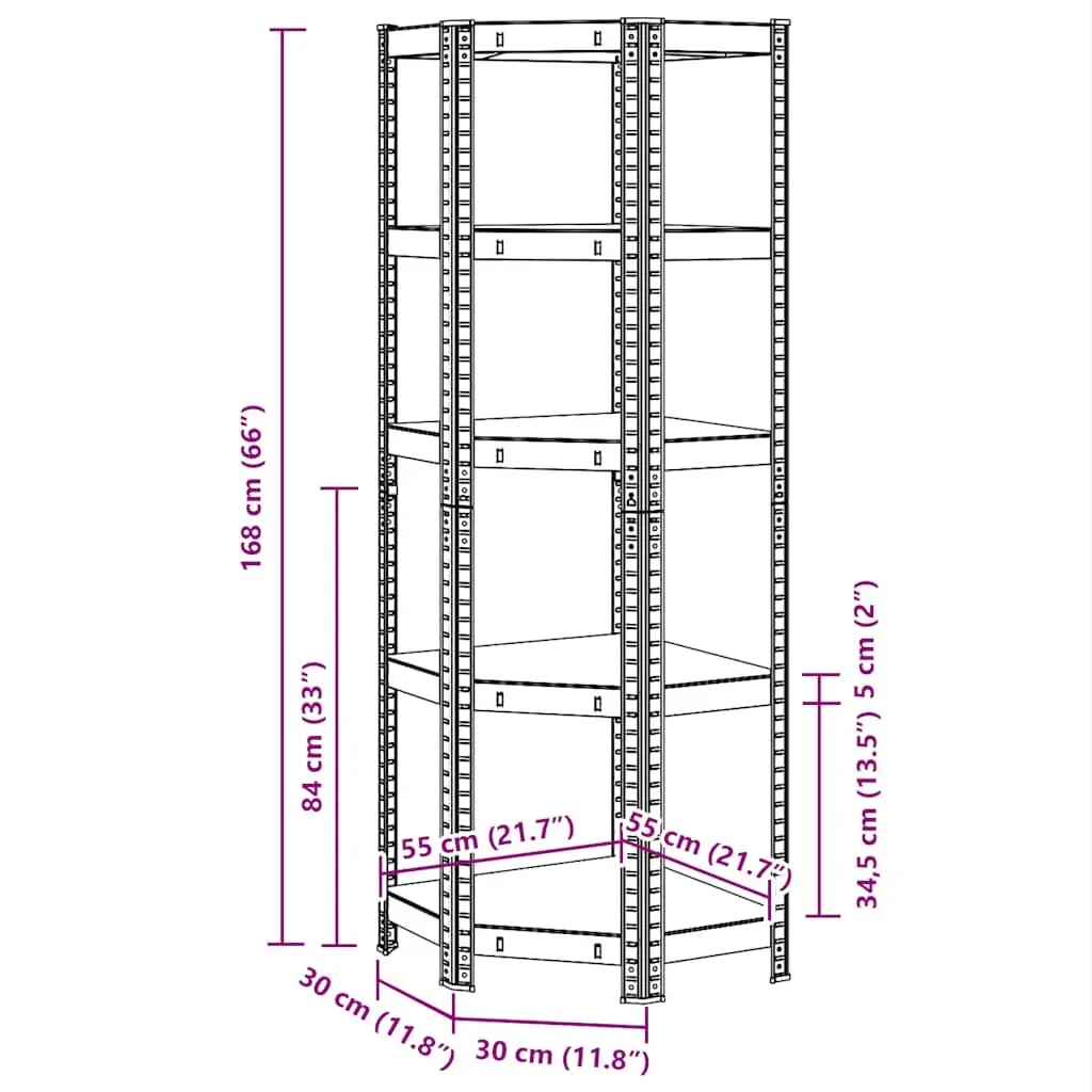 5-Layer Corner Shelf Rack with Steel Frame