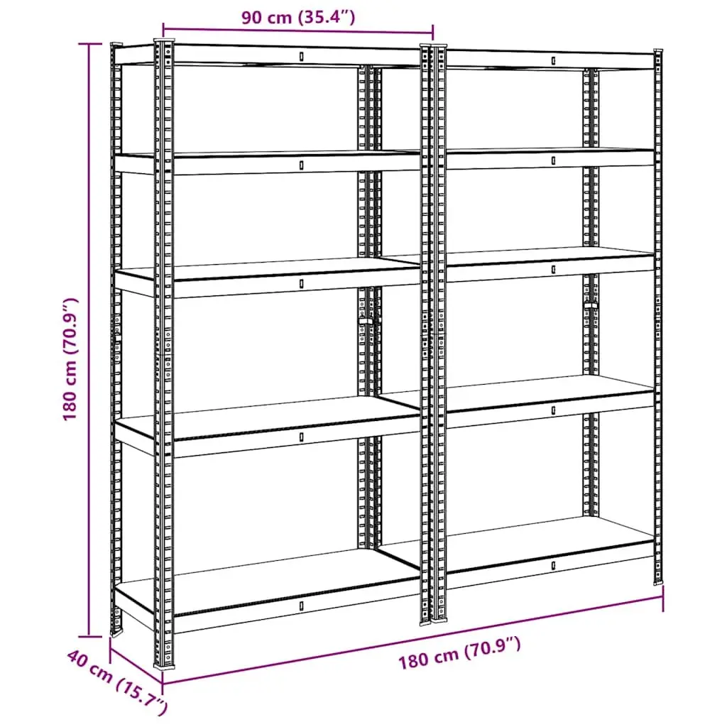 5-Layer Industrial Storage Shelves Blue Steel Engineered Wood Garage Rack 2 Pack