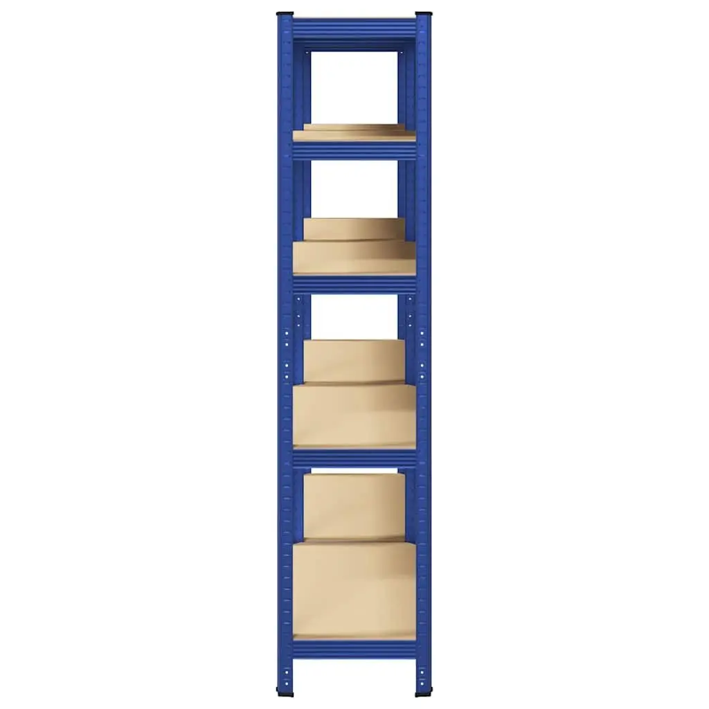 5-Layer Industrial Storage Shelves Blue Steel Engineered Wood Garage Rack 2 Pack