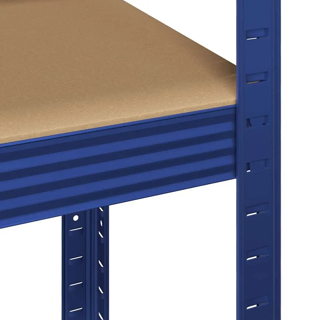 5-Layer Industrial Storage Shelves Blue Steel Engineered Wood Garage Rack 2 Pack