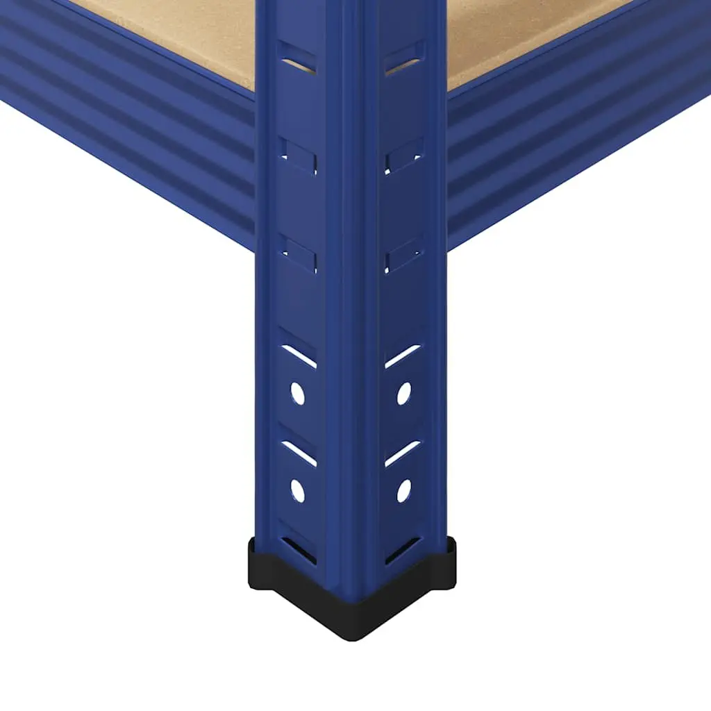 5-Layer Industrial Storage Shelves Blue Steel Engineered Wood Garage Rack 2 Pack