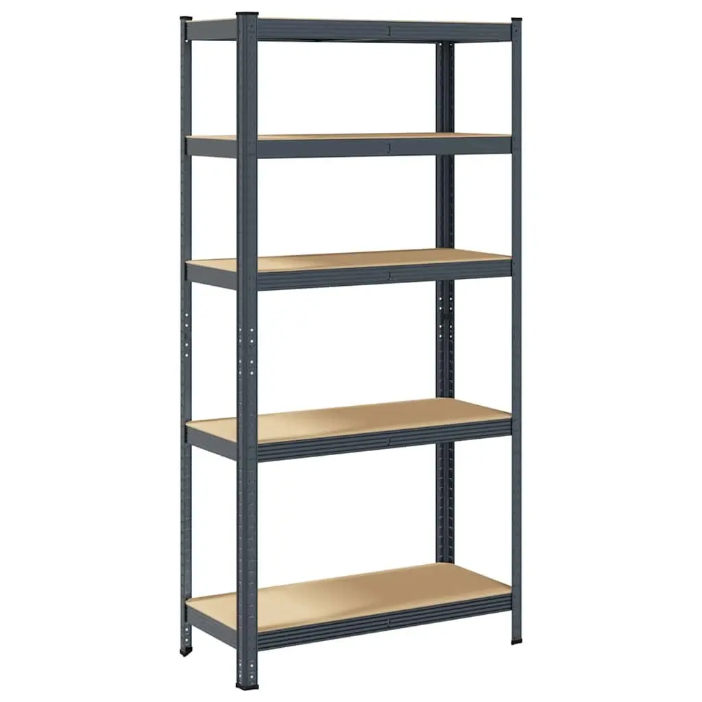 5-Layer Anthracite Steel Storage Shelf with Engineered Wood