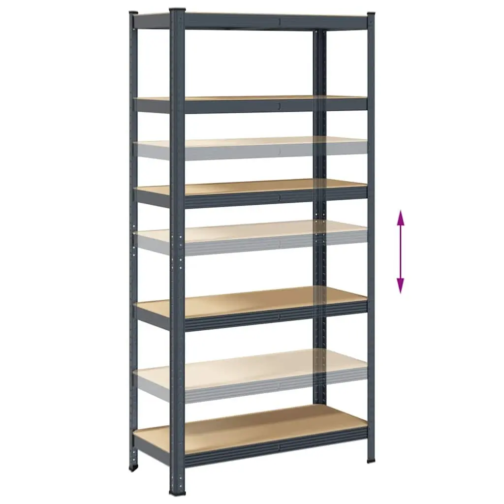5-Layer Anthracite Steel Storage Shelf with Engineered Wood