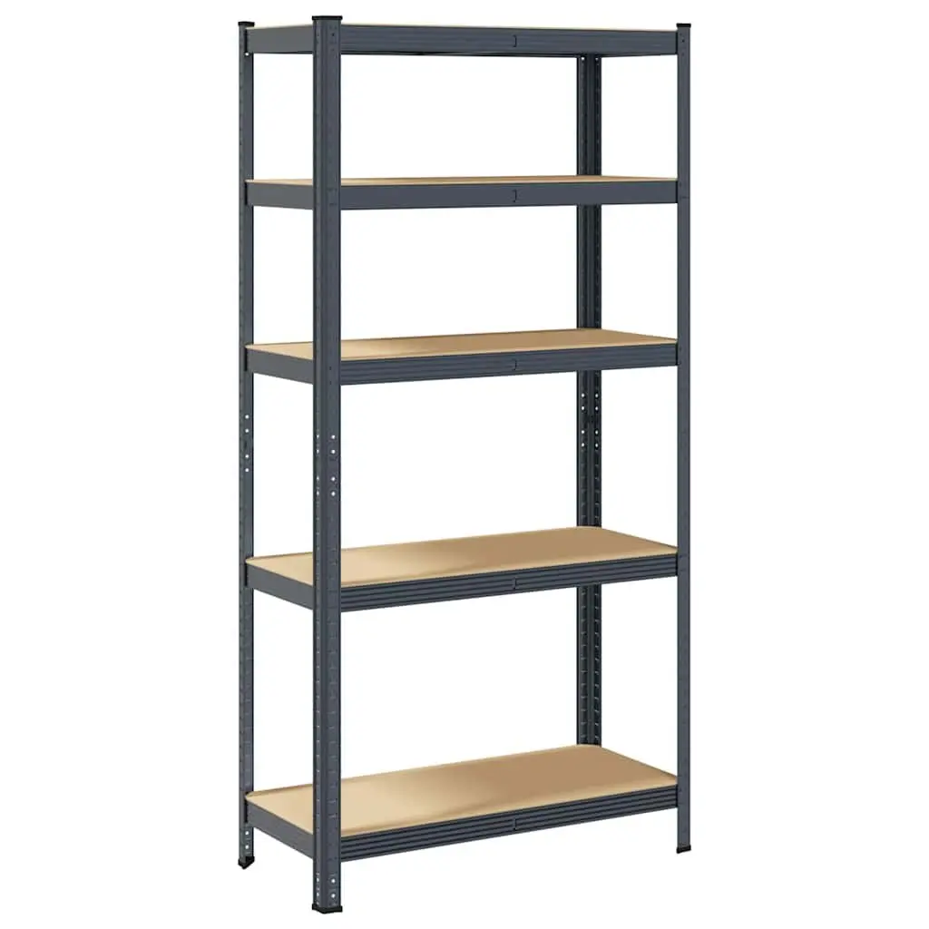 5-Layer Anthracite Steel Storage Shelf with Engineered Wood