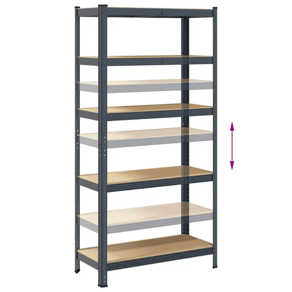5-Layer Heavy-Duty Storage Shelves Steel Frame Anthracite 2pc