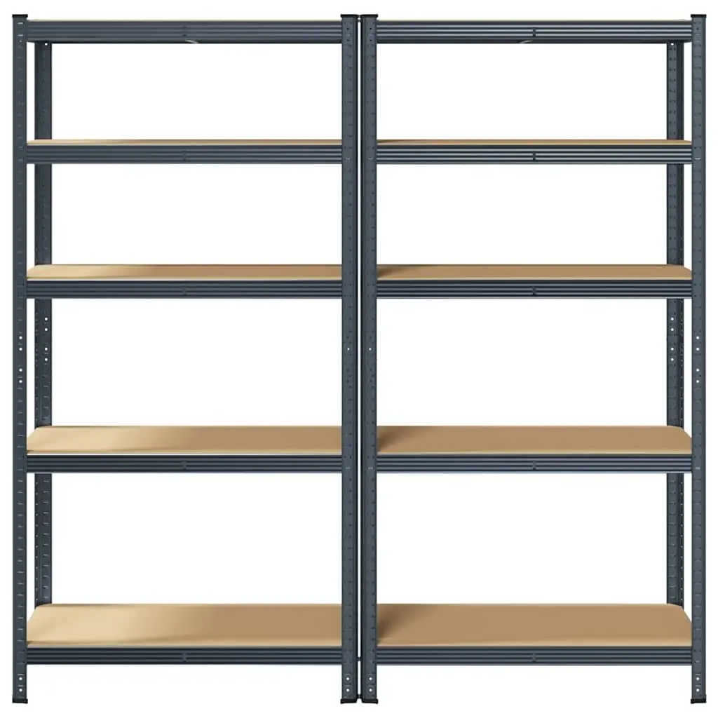 5-Layer Heavy-Duty Storage Shelves Steel Frame Anthracite 2pc