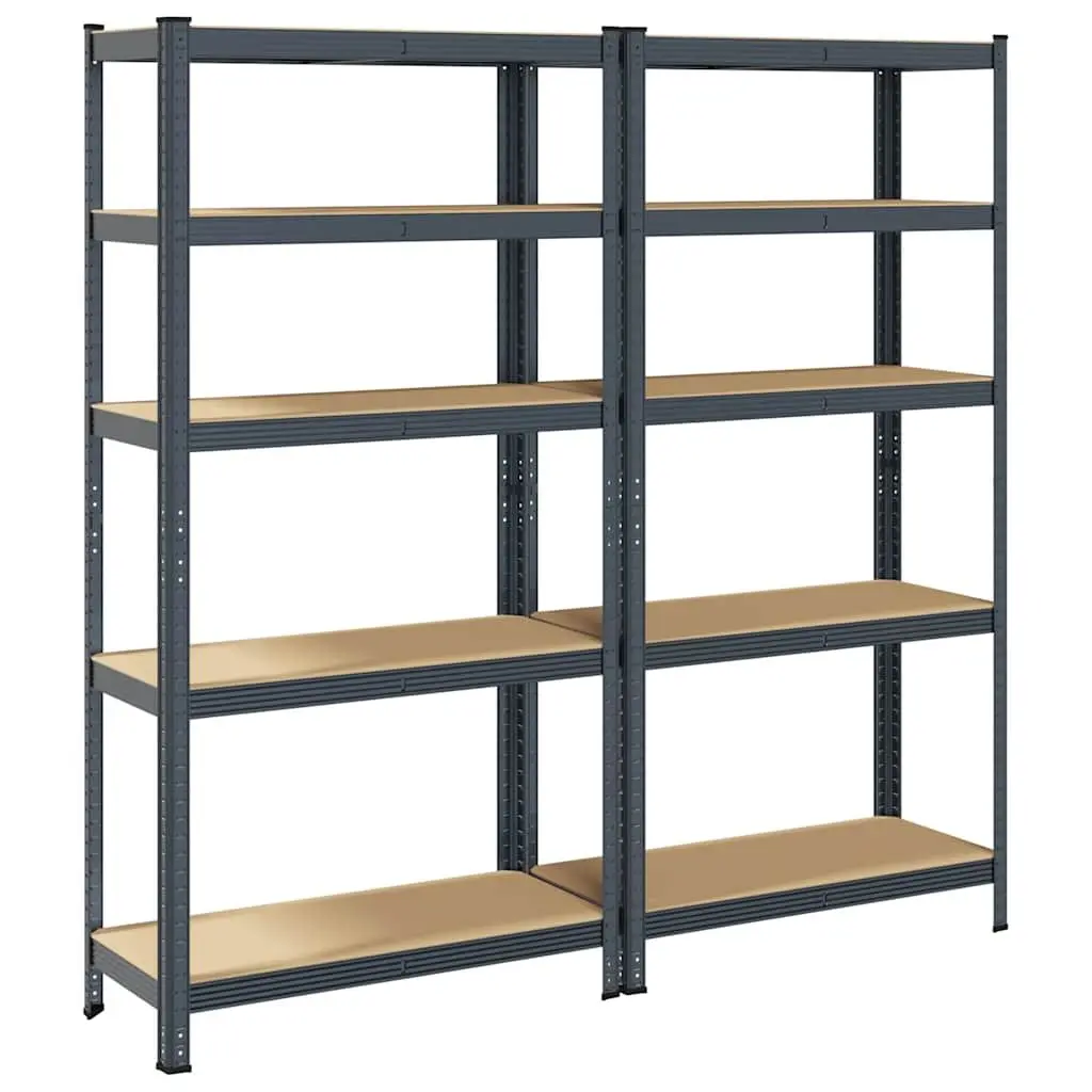 5-Layer Heavy-Duty Storage Shelves Steel Frame Anthracite 2pc