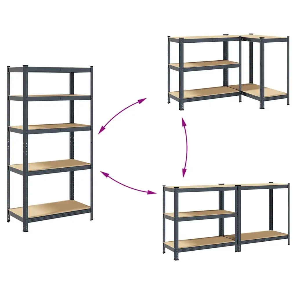 5-Layer Industrial Storage Shelf in Anthracite Steel