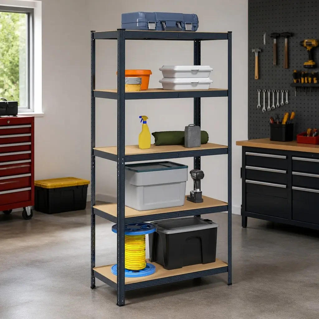 5-Layer Storage Shelf Steel Engineered Wood Anthracite