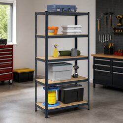 Industrial 5-Layer Storage Shelf - Anthracite Steel & Wood
