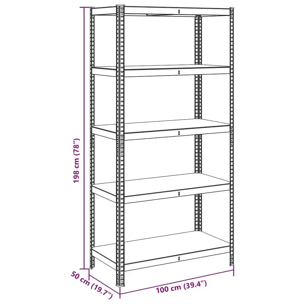 5-Layer Storage Shelf Steel Engineered Wood Anthracite