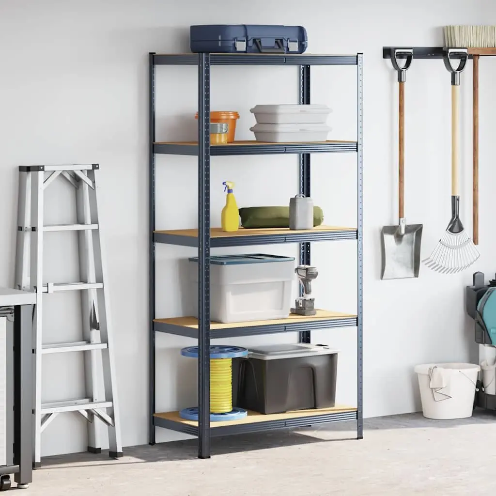 5-Layer Storage Shelf Steel Engineered Wood Anthracite
