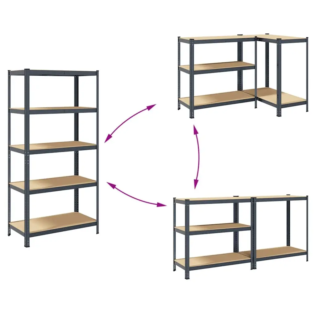 5-Layer Storage Shelf Steel Engineered Wood Anthracite