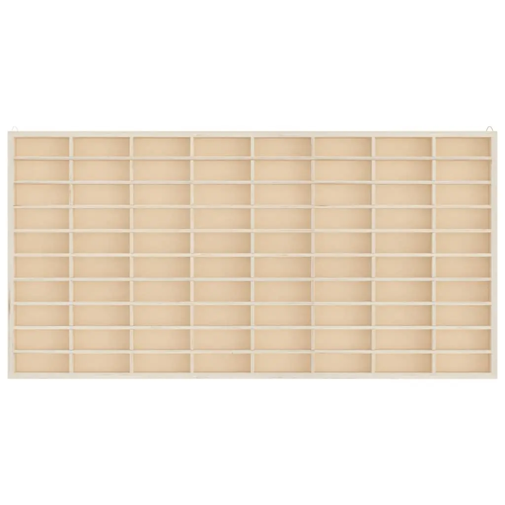 Wooden Wall Display Case with 80 Compartments
