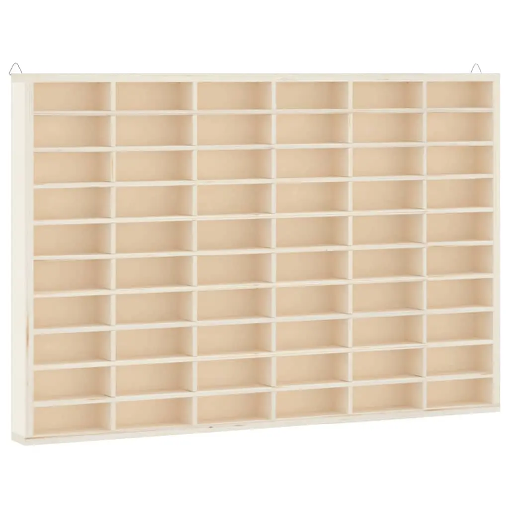 Wooden Wall-Mounted Display Case with 60 Compartments