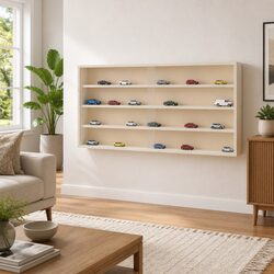 Premium Wooden Wall-Mounted Display Case with 4 Shelves