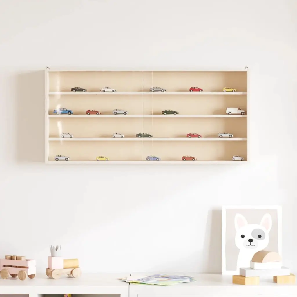 Wooden Wall-Mounted Display Case with 4 Shelves