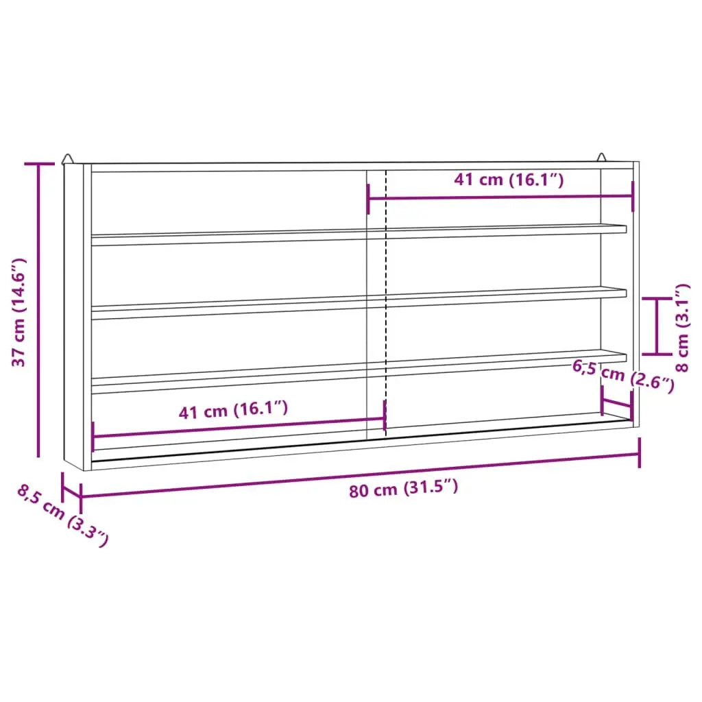 Wooden Wall-Mounted Display Case with 4 Shelves