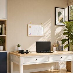 Durable Magnetic Whiteboard with Pine Wood Frame 40x30cm