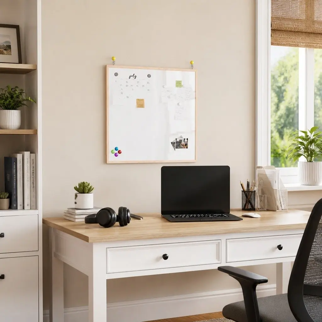 Magnetic Whiteboard with Pine Wood Frame 60x55 cm