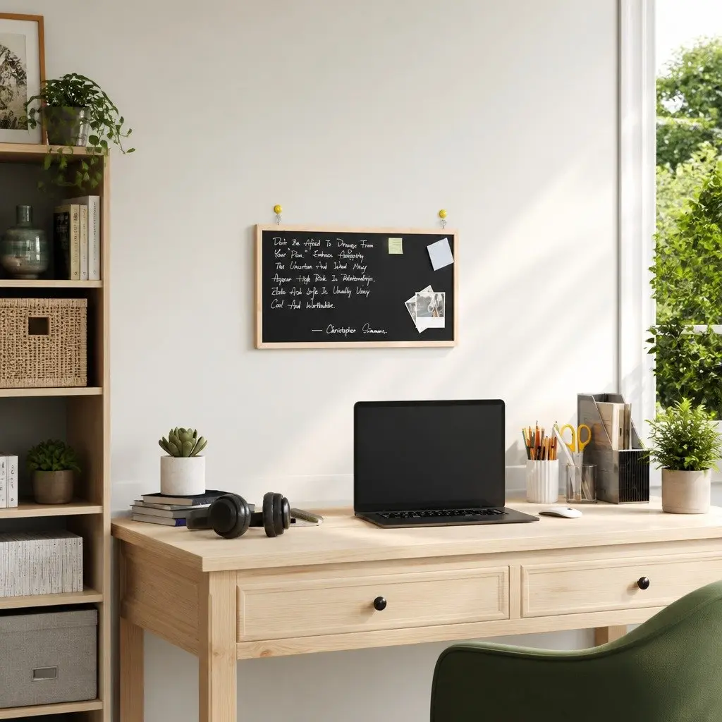Chalkboard Bulletin Board with Pine Frame 60x30cm