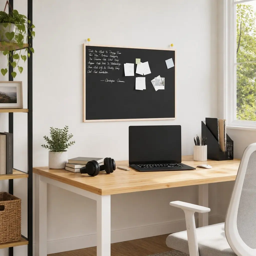 Pine Wood Frame Chalkboard 80x55cm for Home Office