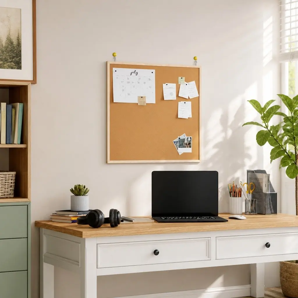 Solid Pine Frame Cork Board 60x55cm for Notice and Planning