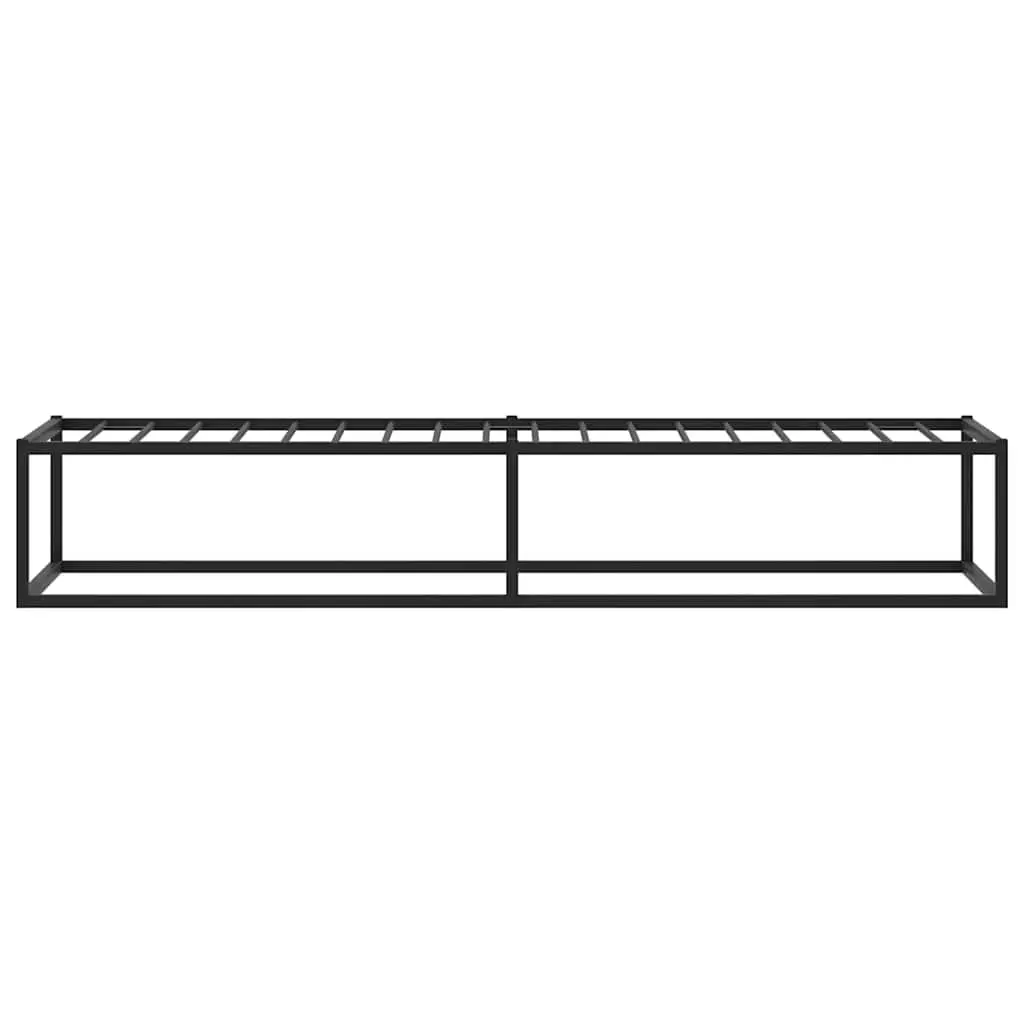 Black Metal Bed Frame with Slatted Base