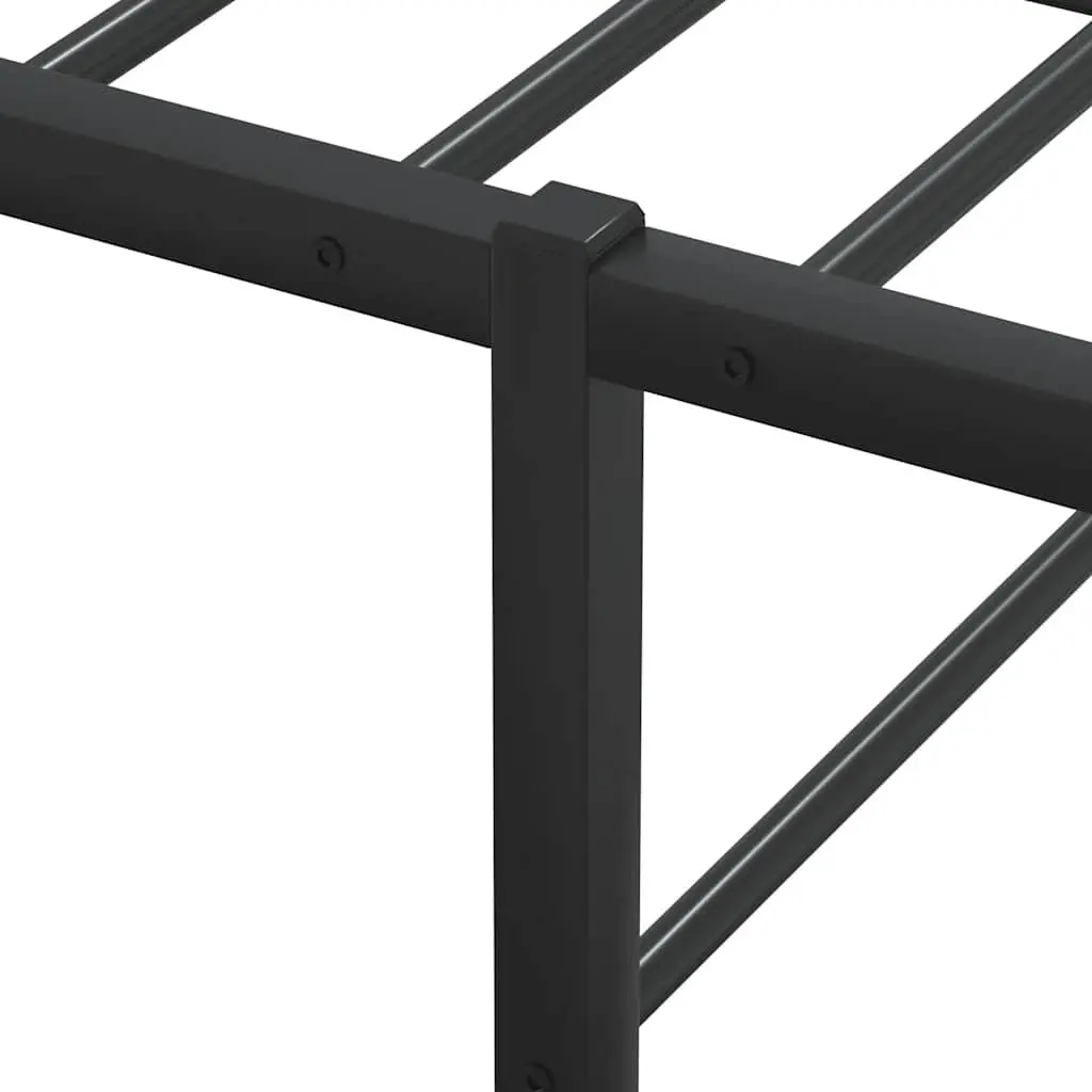Black Metal Bed Frame with Slatted Base