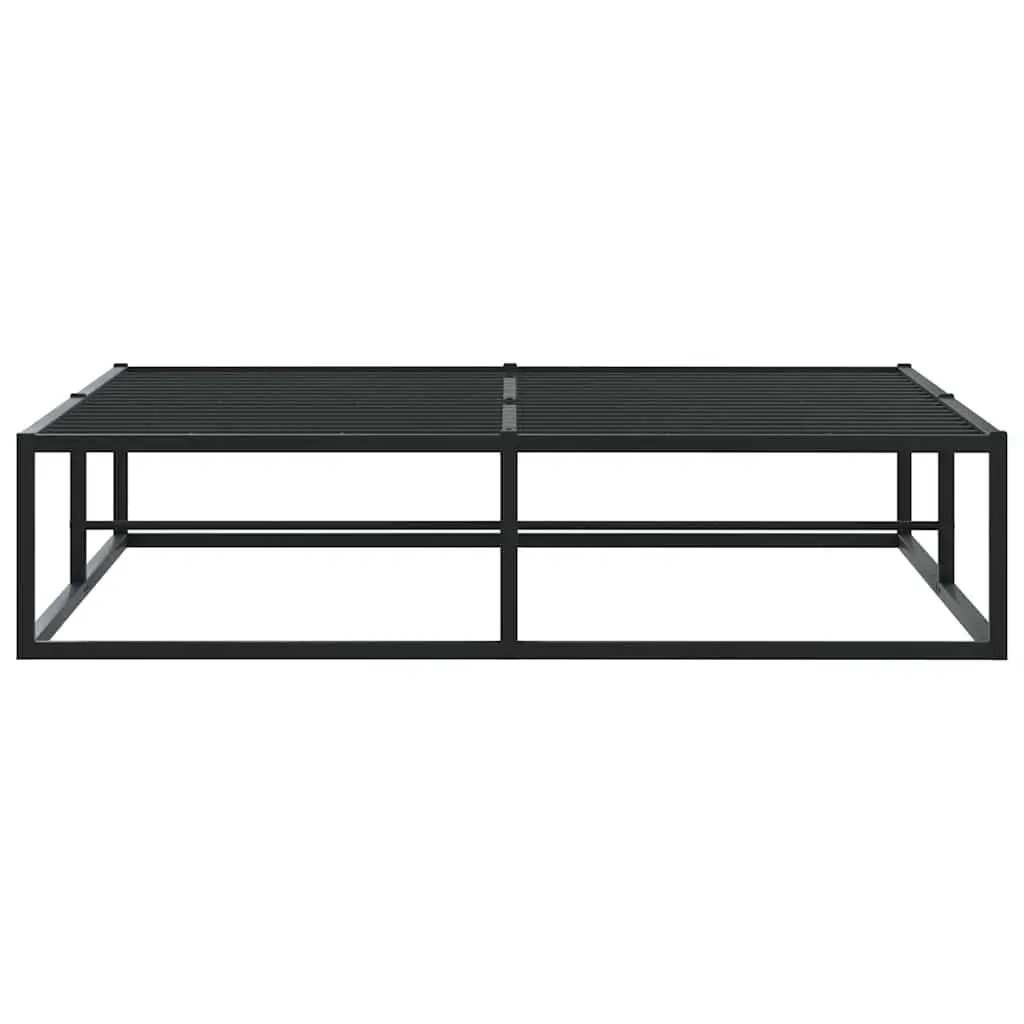 Metal Bed Frame 137x187 cm Black Slatted Base