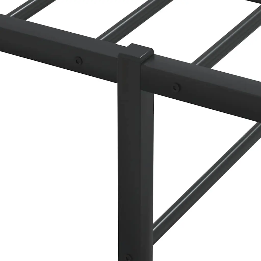 Metal Bed Frame 137x187 cm Black Slatted Base