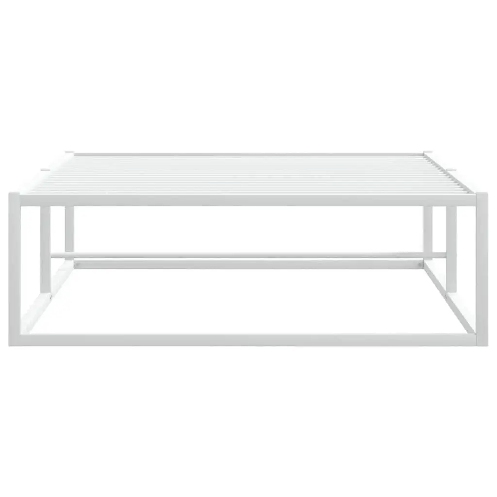 Metal Bed Frame Powder-Coated 92x187 cm White Slatted Base