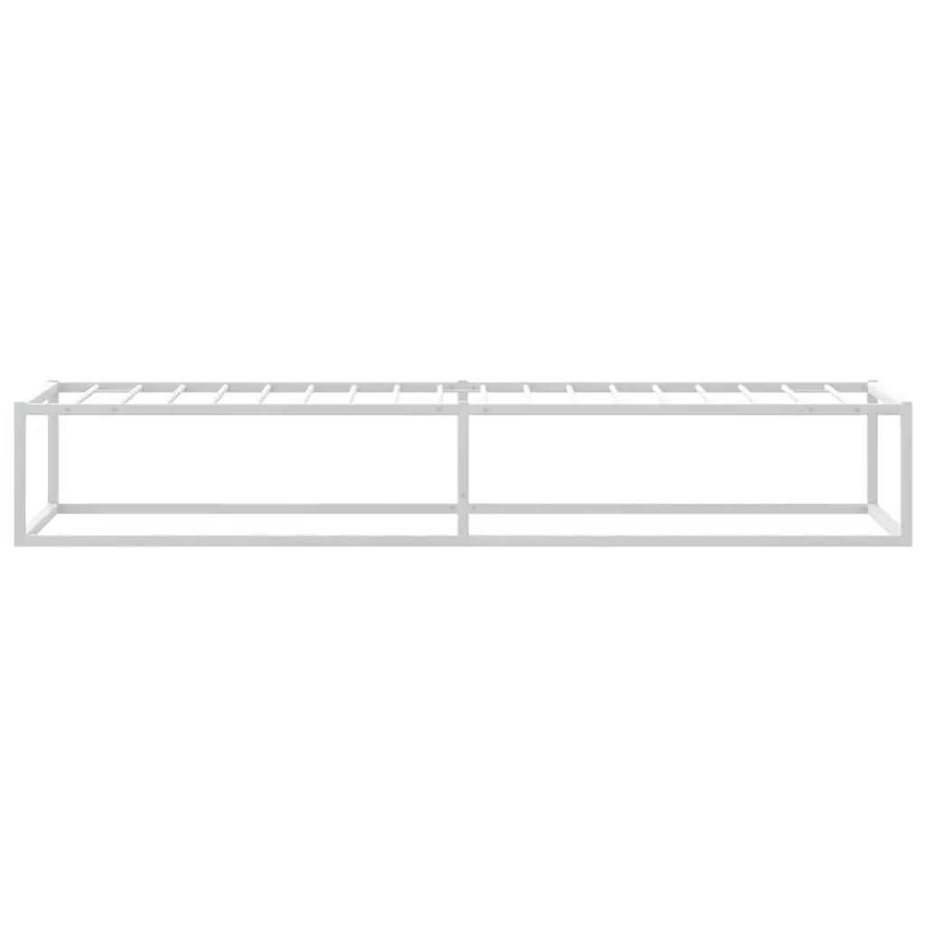 Metal Bed Frame Powder-Coated 92x187 cm White Slatted Base