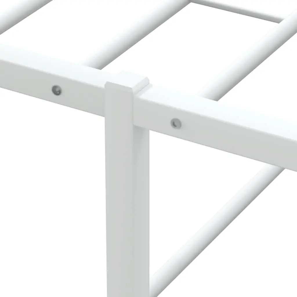 Metal Bed Frame Powder-Coated 92x187 cm White Slatted Base