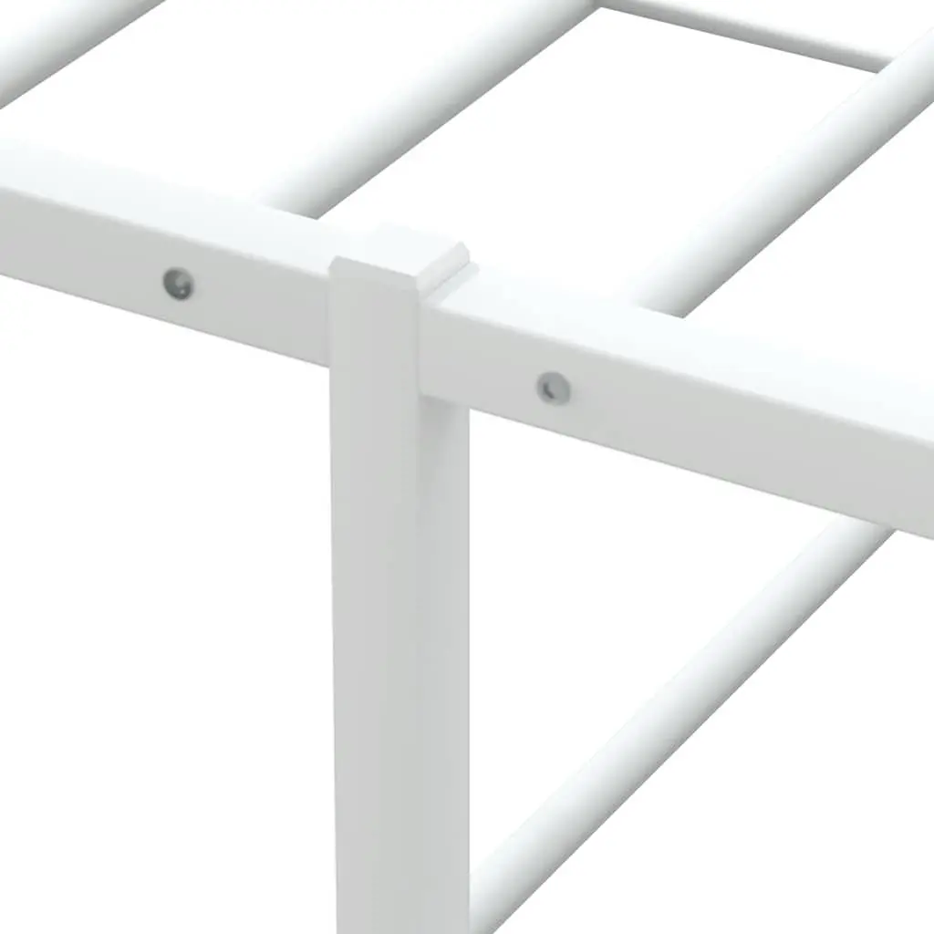 White Metal Double Bed Frame 137x187cm Slatted Base Bedroom Storage