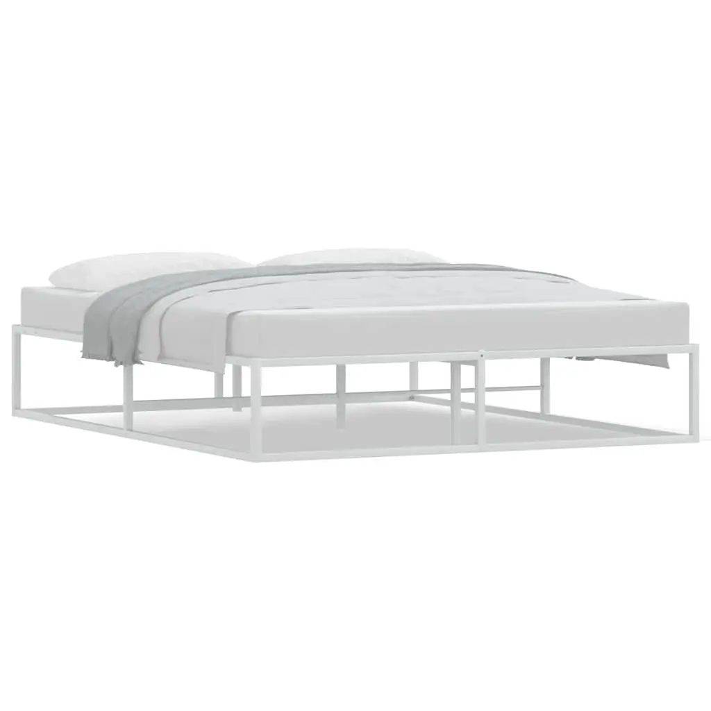 White Queen Metal Bed Frame 153x203 cm with Slatted Base